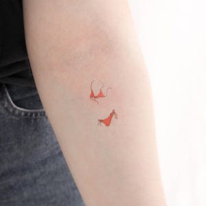 Rode bikini tijdelijke tattoo (set van 3)