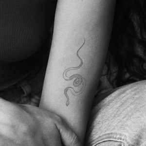 Tatuaje temporal de serpiente con escala de línea fina (conjunto de 3)
