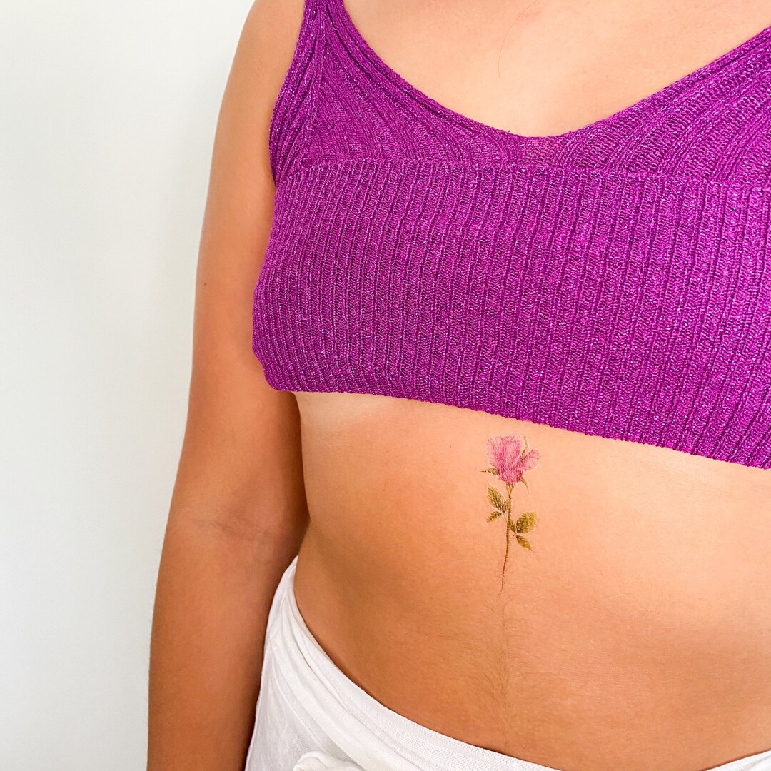 Pink Rose Temporary Tattoo by Mini Lau set of 3 Etsy