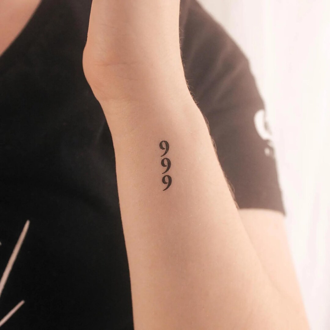Vertical 999 Temporary Tattoo (set of 3) - Etsy