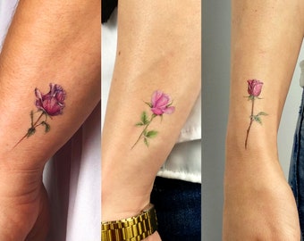 Three Roses Temporary Tattoo Set by Mini Lau (Set of 9)