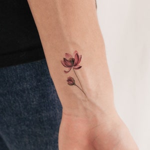 Lotus Flower Temporary Tattoo By Lena Fedchenko (Set of 3)