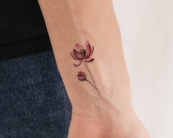 Tatuaje temporal de flor de loto de Lena Fedchenko (juego de 3)