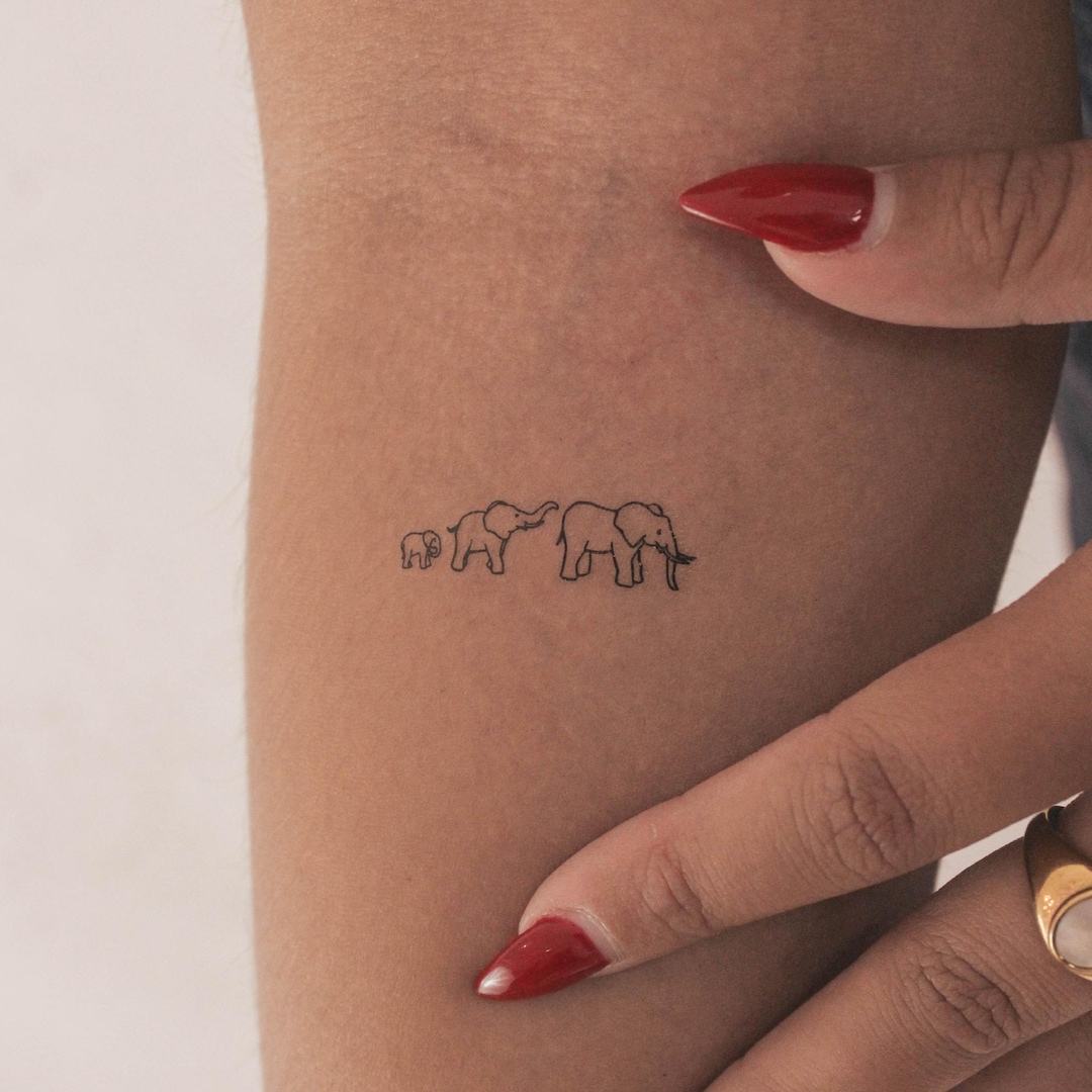 Small Elephant Family Temporary Tattoo (set of 3) - Etsy