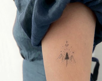 Mountain Tree Temporary Tattoo (Set of 3)