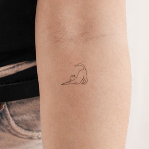 Stretching Cat Temporary Tattoo (Set of 3)