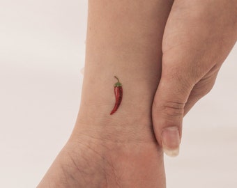 Tatuaje temporal de chile rojo (juego de 3)