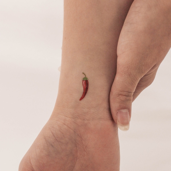 Red Chili Pepper Temporary Tattoo (Set of 3)