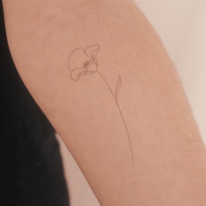 Fine Line Poppy Temporary Tattoo By Jakenowicz (Set of 3)