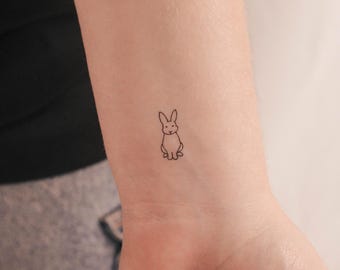 Sitted Rabbit Temporary Tattoo (set of 3) - Etsy