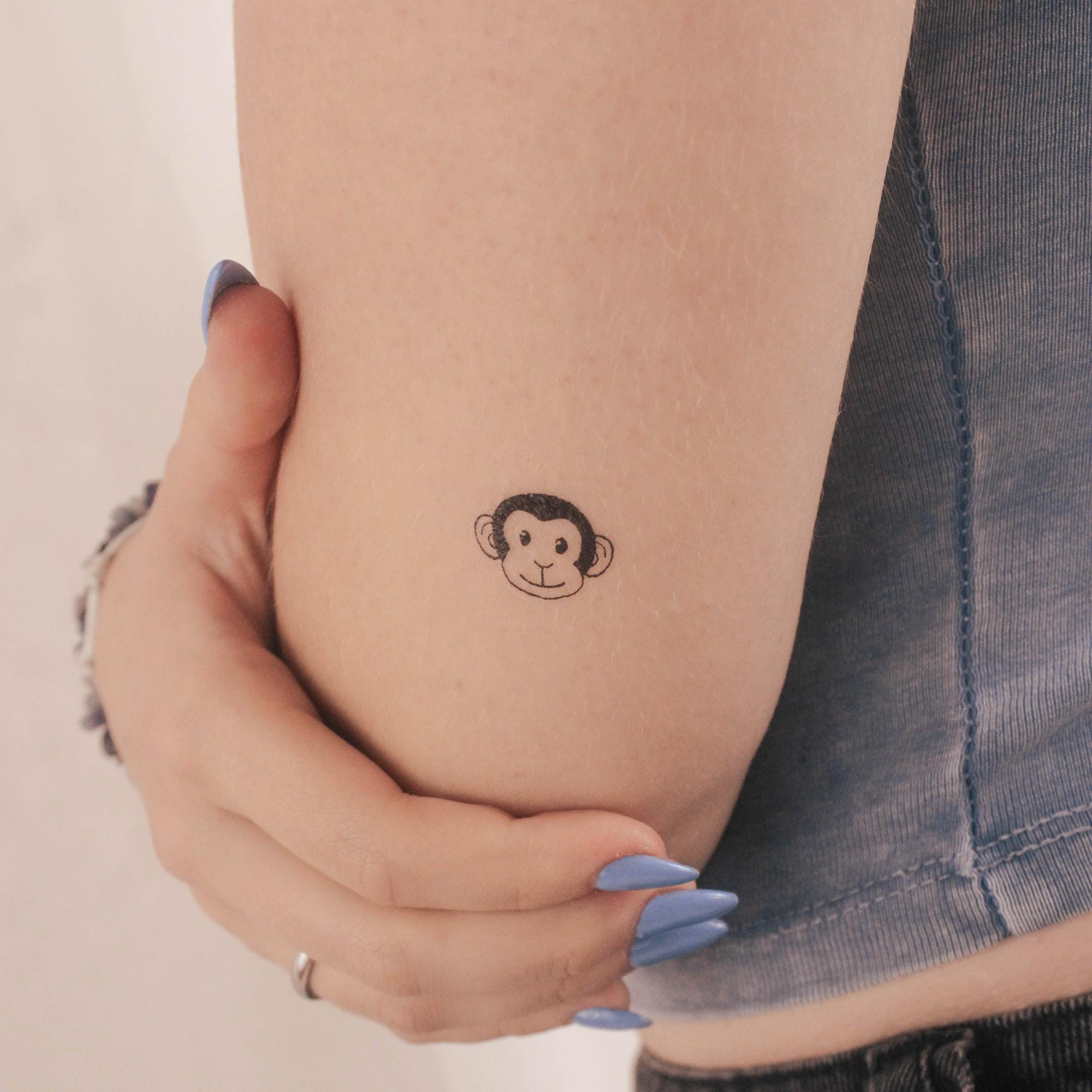 Monkey Face Temporary Tattoo (set of 3) - Etsy New Zealand, image size:2000x2000