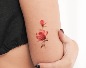 Magnolia tijdelijke tattoo door Lena Fedchenko (set van 3)