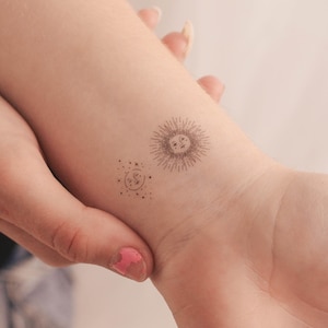 Happy Sun, Sleepy Moon Temporary Tattoo (Set of 3)