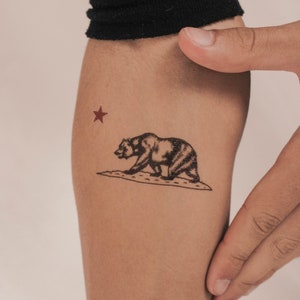 Tatuaggio temporaneo con bandiera della California (set di 3)