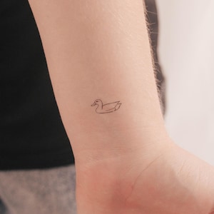 Fine Line Duck Temporary Tattoo (Set of 3)