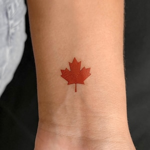 Rotes Ahornblatt temporäres Tattoo (3er Set)