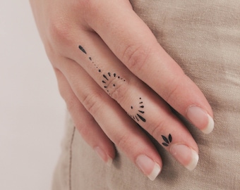 Finger Composition 2 Temporary Tattoo (Set of 3)