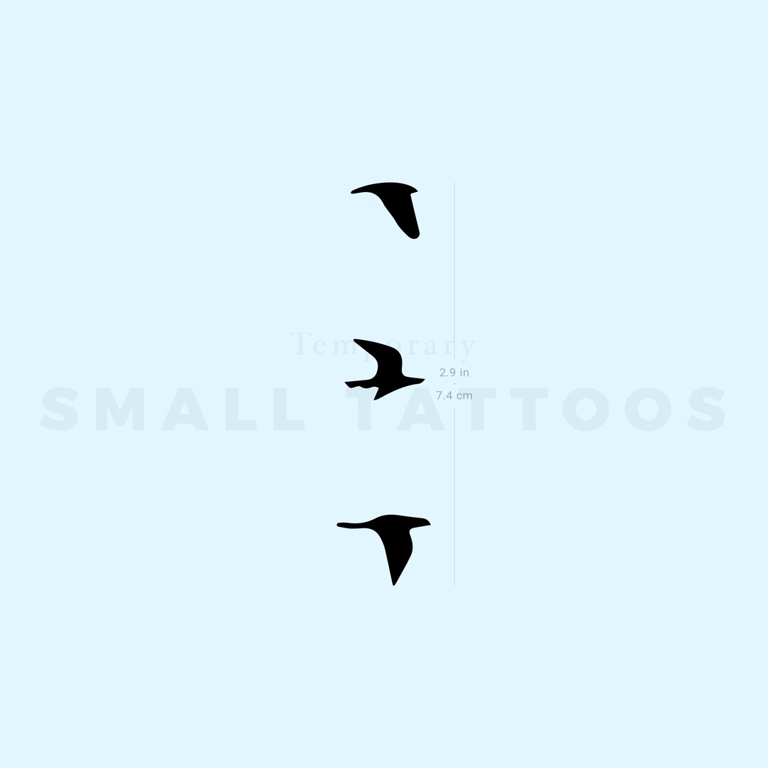 Three Flying Birds Temporary Tattoo set of 3 - Etsy