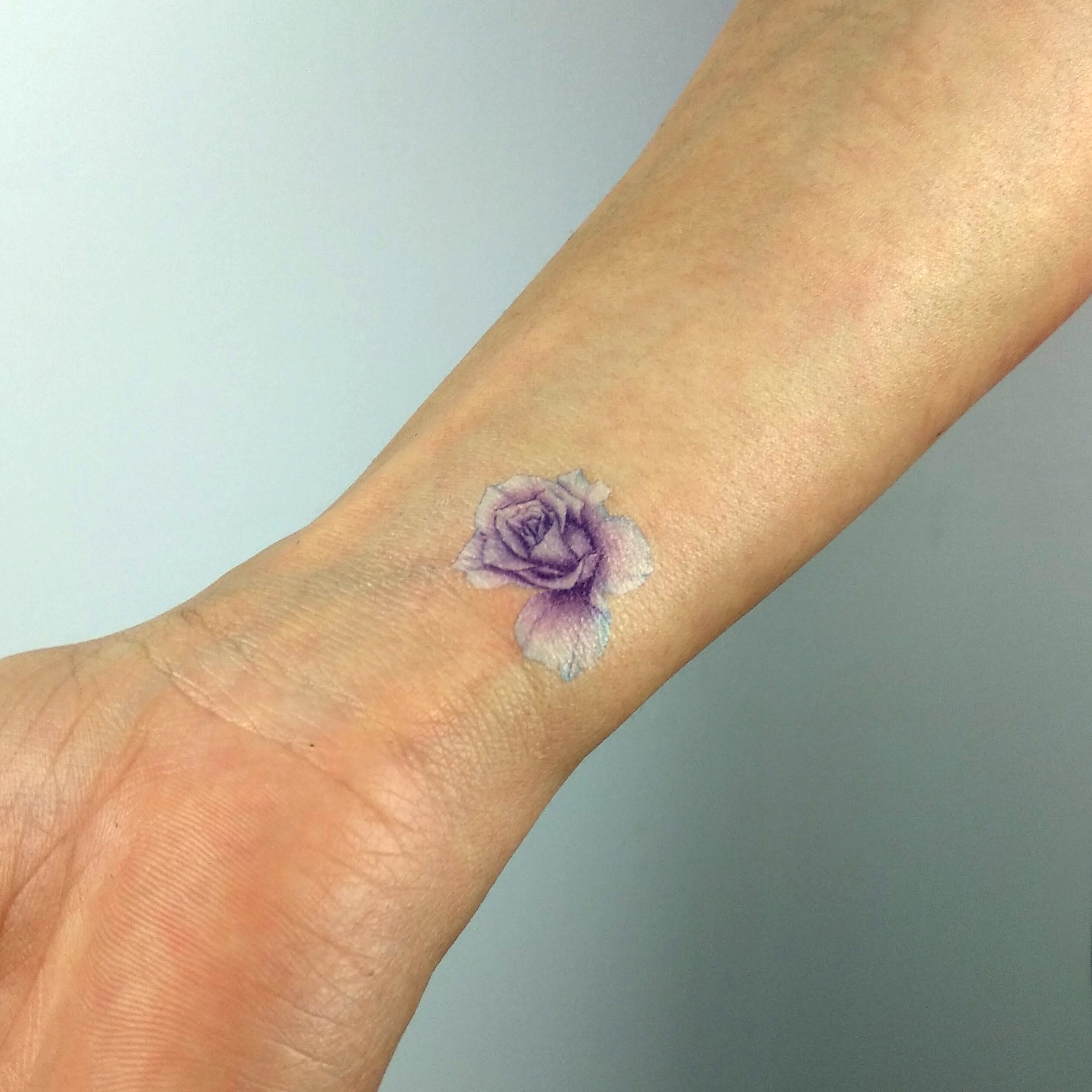 Purple Rose Head Temporary Tattoo by Mini Lau set of 3 - Etsy
