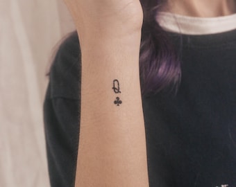 Tatuagem temporária da Rainha de Paus (conjunto de 3)