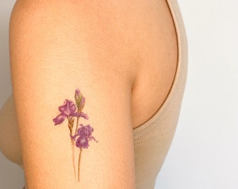 Tatouage temporaire Fleur d'iris par Mini Lau (Lot de 3)