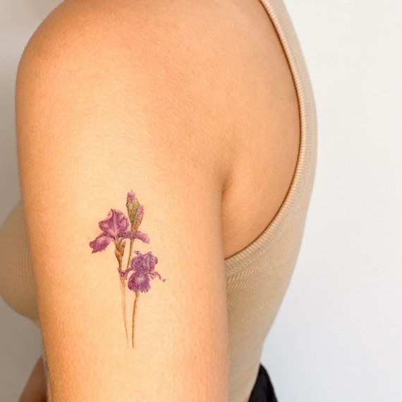 Iris Flower Temporary Tattoo by Mini Lau set of 3 - Etsy