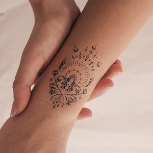 Double Rose Tribal Temporary Tattoo (Set of 3)