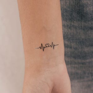 Small Heartbeat Heart Temporary Tattoo (Set of 3)