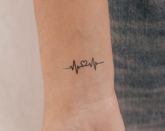 Petit tatouage temporaire de coeur de battement de coeur (lot de 3)