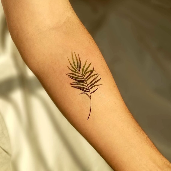 Palm Leaf Temporary Tattoo by Zihee set of 3 - Etsy Palm Leaf Temporary Tattoo by Zihee set of 3 - Etsy