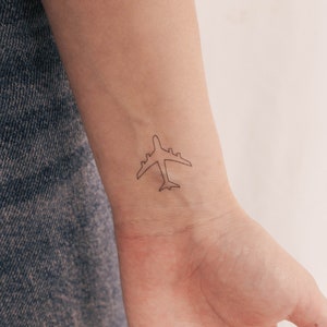 Airplane Outline Temporary Tattoo (Set of 3)