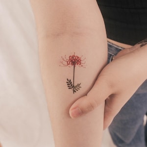 Red Spider Lily Temporary Tattoo by Zihee (Set of 3)