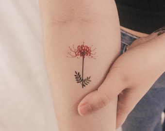 Red Spider Lily Temporary Tattoo by Zihee (Set of 3)