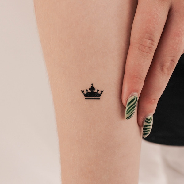 Small Black Crown Temporary Tattoo (Set of 3)