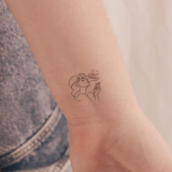 Woman Smoking Temporary Tattoo (set of 3)