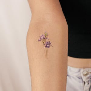 Tatouage temporaire Fleur d'iris par Mini Lau (Lot de 3)