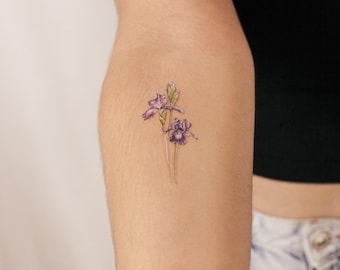 Tatuaje temporal de flor de iris de Mini Lau (juego de 3)