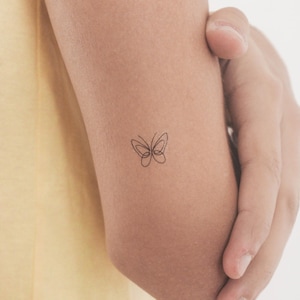 Tatuaggio Temporaneo Farfalla a Linea Singola (Set di 3)