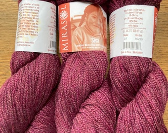 Mirasol Sisa yarn.  Super soft Peruvian yarn in shade #07 Mulberry.  Wool and Alpaca blend knitting yarn.