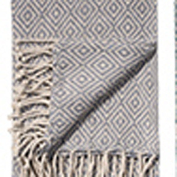 Diamond Cotton Handloom Throw in Grey - Fair trade, handmade from India