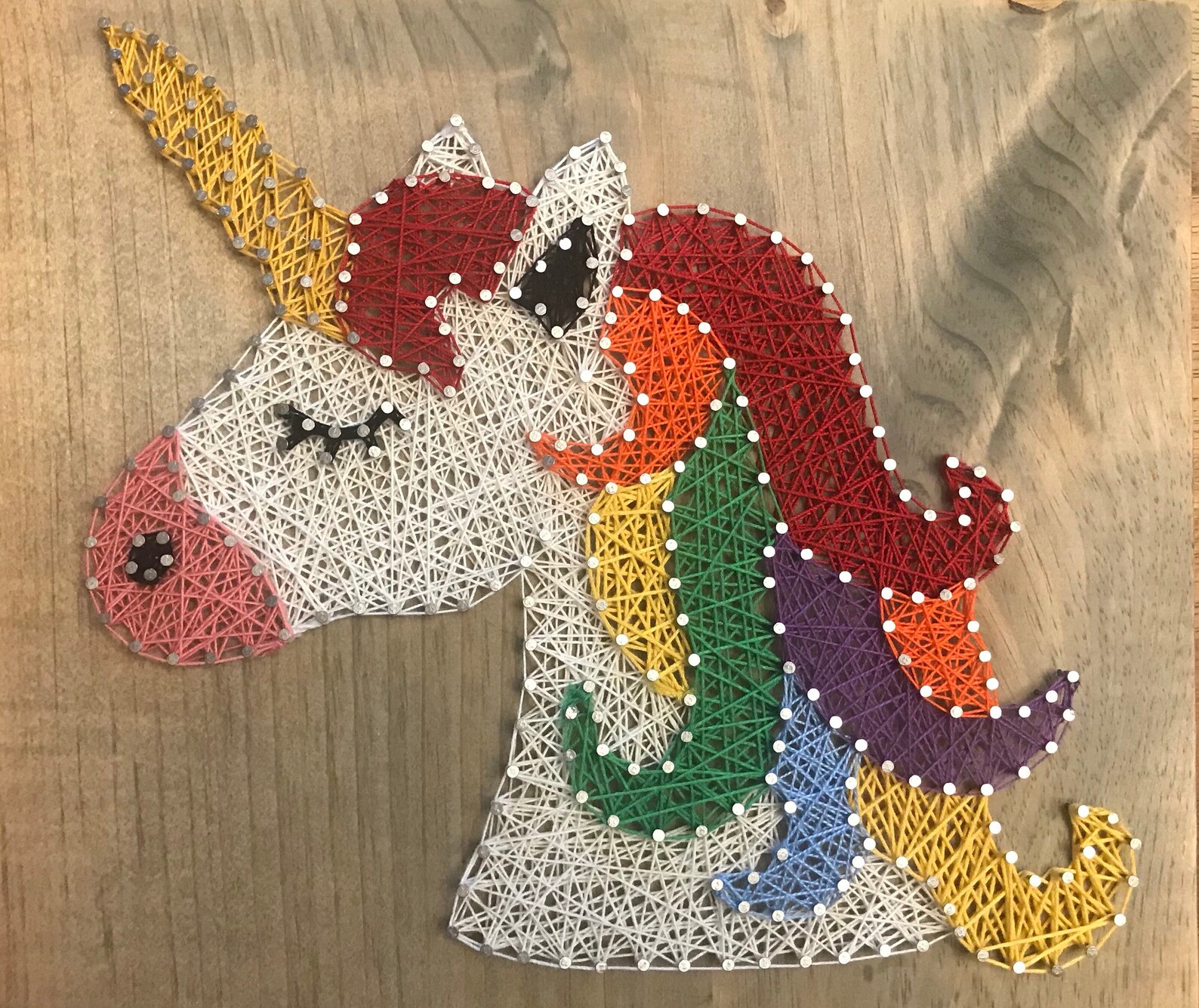 Rainbow Unicorn String Art Etsy