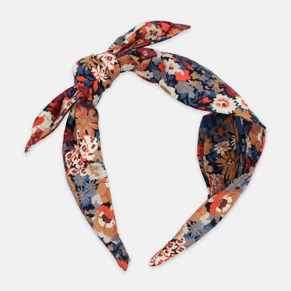 Bandeau avec noeud sur le côté en tissu Liberty - Imprimé Thorpe L - Accessoire de coiffure pour femme fait main - Cadeau floral pour elle