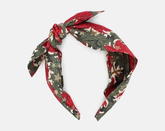 Liberty Fabric Side Bow Headband – Merry Reverie Print – Festive Women’s Hair Accessory – Unique Gift for Her