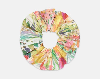 Women&#39;s Hair Scrunchie, Liberty Fabrics Tresco F Print, Large or Medium