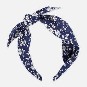 Liberty Fabric Side Bow Headband – Capel U Navy Print – Handmade Women’s Hair Accessory – Floral Gift for Her