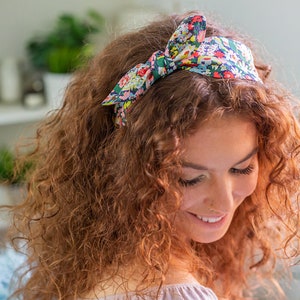 Liberty Fabric Side Bow Headband – Thorpe C Print – Handmade Women’s Hair Accessory – Floral Gift for Her