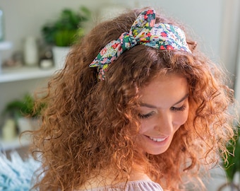 Liberty Fabric Side Bow Headband – Thorpe C Print – Handmade Women’s Hair Accessory – Floral Gift for Her
