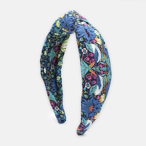Liberty Strawberry Thief J Print Padded Knot Headband – William Morris Fabric Hairband, Handmade Women’s Hair Accessory