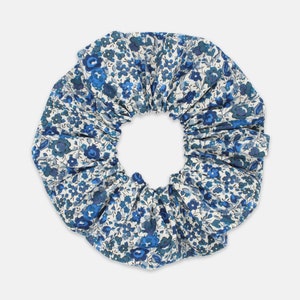 Women&#39;s Hair Scrunchie, Liberty Fabrics Emma and Georgina B Blue Print, Large or Medium