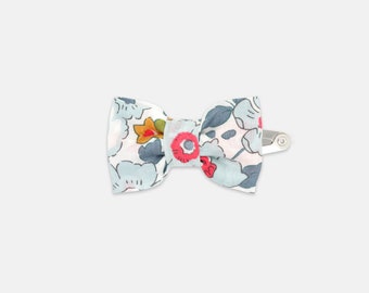 Liberty Betsy P Blue Print Small Bow Hair Clip – Handmade Floral Hair Accessory for Girls